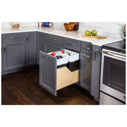 Hazel Wood Bottom-Mount Soft-close Trashcan Rollout for Door Mounting