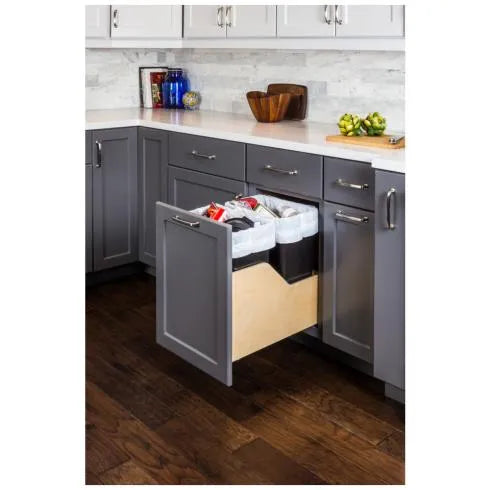 Hazel Wood Bottom-Mount Soft-close Trashcan Rollout for Door Mounting