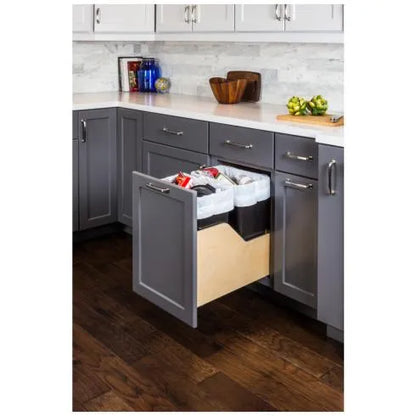 Hazel Wood Bottom-Mount Soft-close Trashcan Rollout for Door Mounting