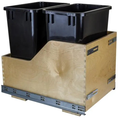 Hazel Wood Bottom-Mount Soft-close Trashcan Rollout for Door Mounting