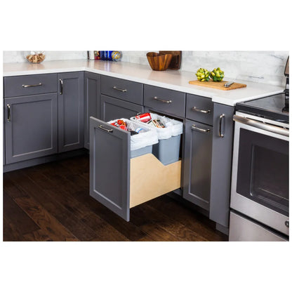 Hazel Wood Bottom-Mount Soft-close Trashcan Rollout for Door Mounting