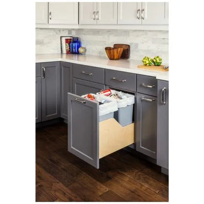 Hazel Wood Bottom-Mount Soft-close Trashcan Rollout for Door Mounting