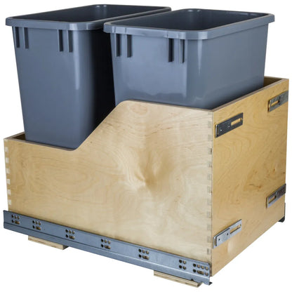 Hazel Wood Bottom-Mount Soft-close Trashcan Rollout for Door Mounting