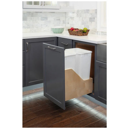 Hazel Wood Bottom-Mount Soft-close Trashcan Rollout for Door Mounting