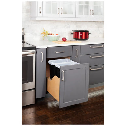 Hazel Wood Bottom-Mount Soft-close Trashcan Rollout for Door Mounting