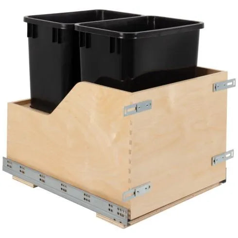 Hazel Wood Bottom-Mount Soft-close Trashcan Rollout for Door Mounting