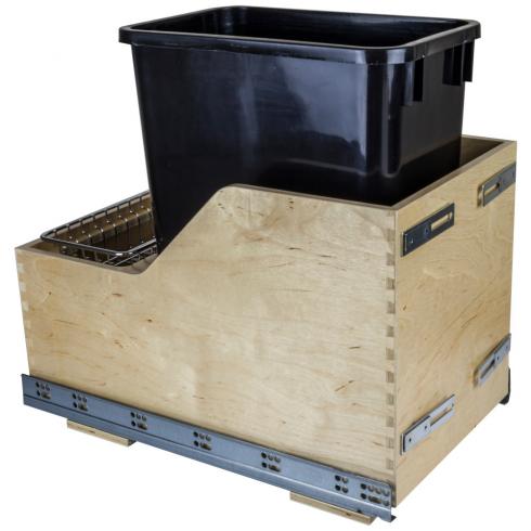 Hazel Wood Bottom-Mount Soft-close Trashcan Rollout for Door Mounting