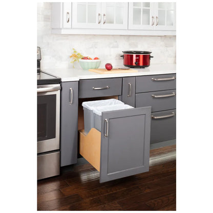 Hazel Wood Bottom-Mount Soft-close Trashcan Rollout for Door Mounting