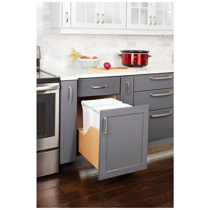 Hazel Wood Bottom-Mount Soft-close Trashcan Rollout for Door Mounting