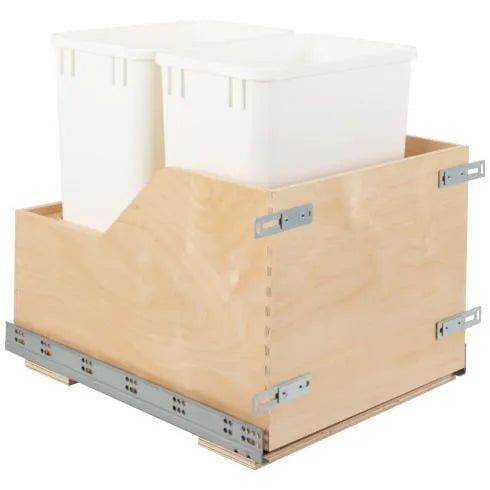 Hazel Wood Bottom-Mount Soft-close Trashcan Rollout for Door Mounting