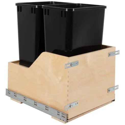 Hazel Wood Bottom-Mount Soft-close Trashcan Rollout for Door Mounting