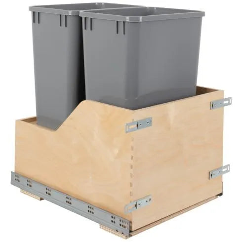 Hazel Wood Bottom-Mount Soft-close Trashcan Rollout for Door Mounting