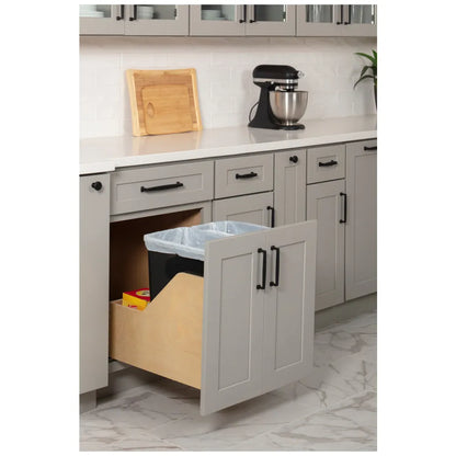 Hazel Wood Bottom-Mount Soft-close Trashcan Rollout for Door Mounting