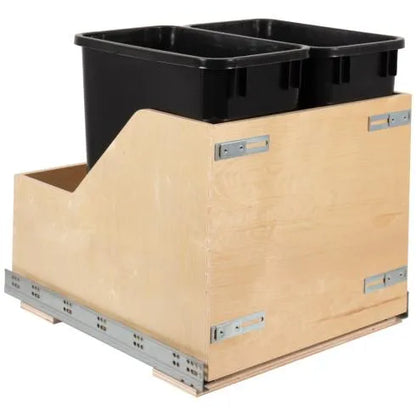 Hazel Wood Bottom-Mount Soft-close Trashcan Rollout for Door Mounting