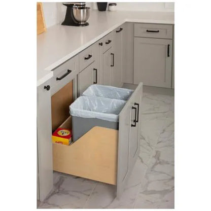 Hazel Wood Bottom-Mount Soft-close Trashcan Rollout for Door Mounting