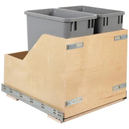 Hazel Wood Bottom-Mount Soft-close Trashcan Rollout for Door Mounting