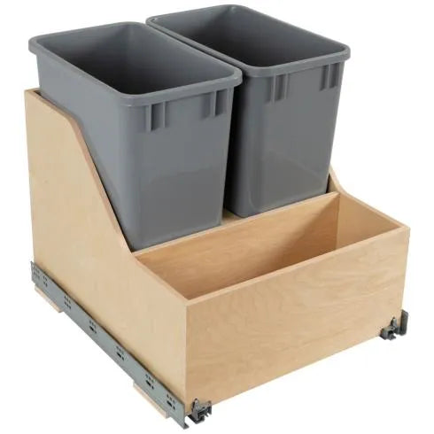 Hazel Wood Bottom-Mount Soft-close Trashcan Rollout for Door Mounting