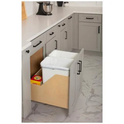 Hazel Wood Bottom-Mount Soft-close Trashcan Rollout for Door Mounting