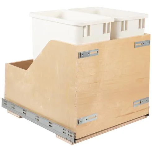 Hazel Wood Bottom-Mount Soft-close Trashcan Rollout for Door Mounting