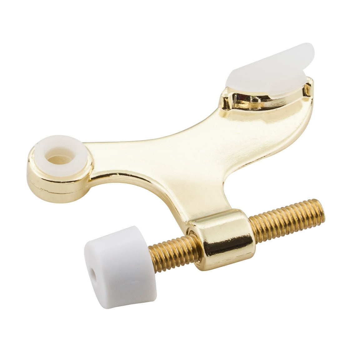 Hinge Pin Door Stop with Self-Adjusting Pad, Polished Brass