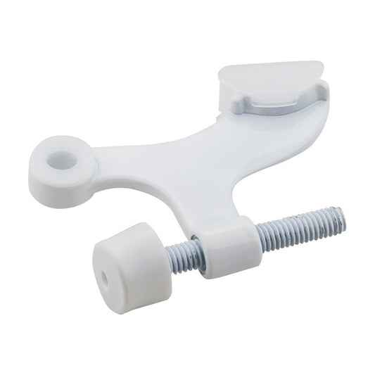 Hinge Pin Door Stop with Self-Adjusting Pad in White