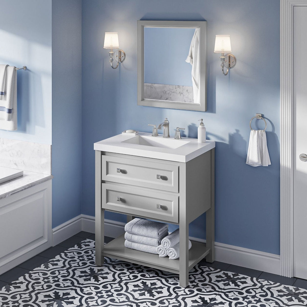Jeffrey Alexander Adler 30" Single Bowl Freestanding Bathroom Vanity, alternate view