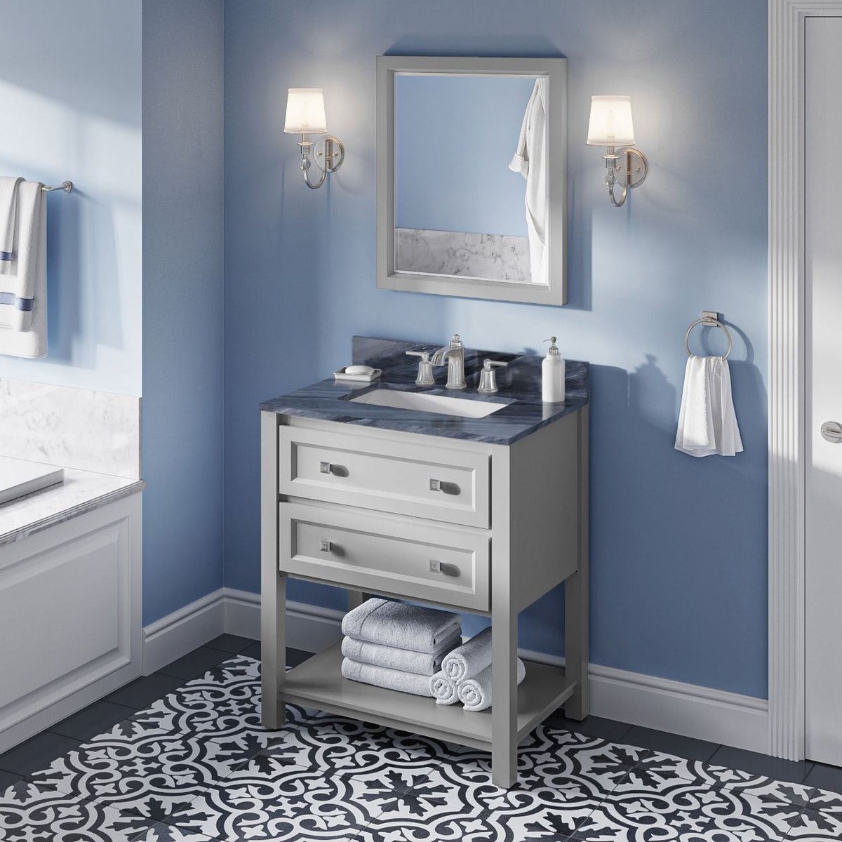 Jeffrey Alexander Adler 30" Single Bowl Freestanding Bathroom Vanity, alternate view