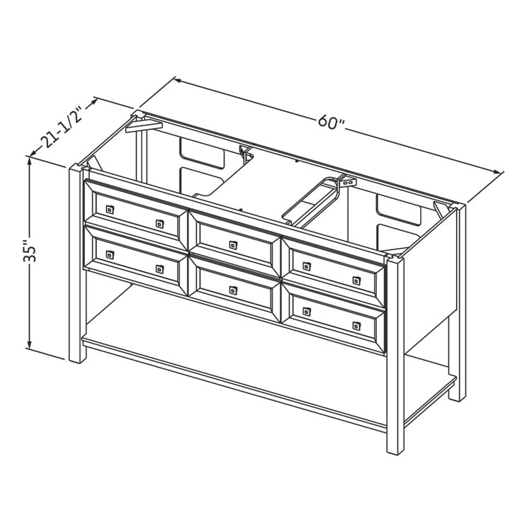 Jeffrey Alexander Adler 60" Double Bowl Freestanding Bathroom Vanity, alternate view