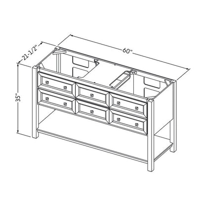 Jeffrey Alexander Adler 60" Double Bowl Freestanding Bathroom Vanity, alternate view