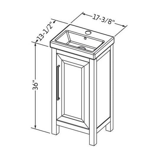 Jeffrey Alexander Cade 18" Single Bowl Freestanding Bathroom Vanity, alternate view