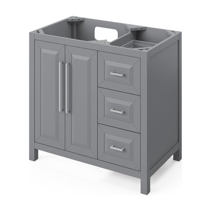 Jeffrey Alexander Cade 36" Left Offset Bowl Freestanding Bathroom Vanity, Grey