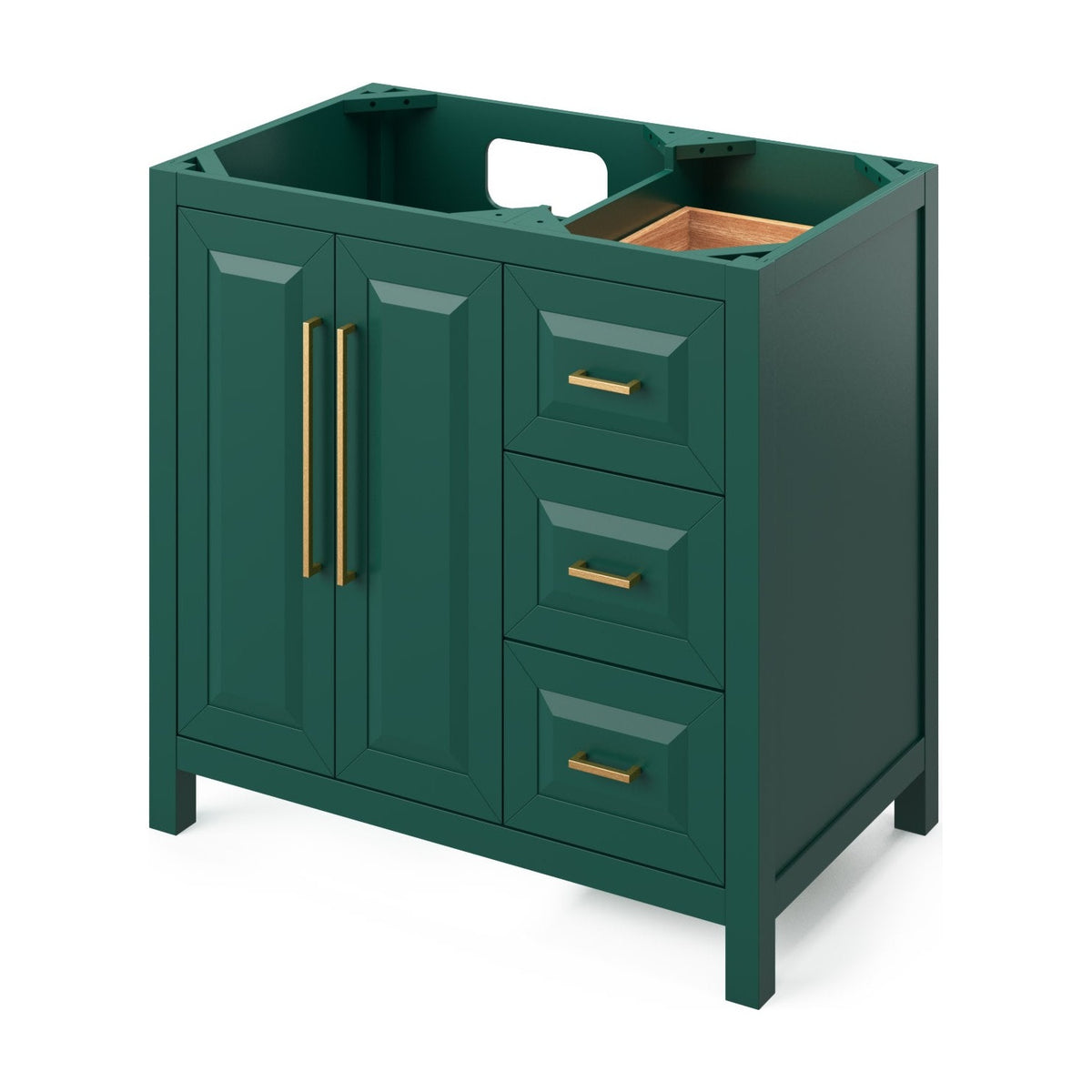 Jeffrey Alexander Cade 36" Left Offset Bowl Freestanding Bathroom Vanity, Forest Green