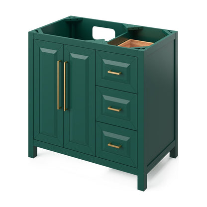 Jeffrey Alexander Cade 36" Left Offset Bowl Freestanding Bathroom Vanity, Forest Green