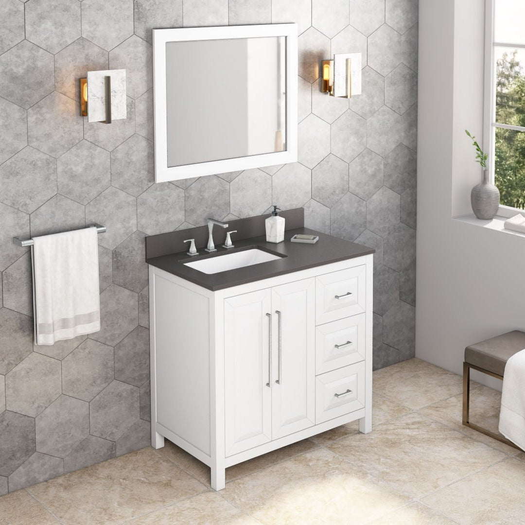 Jeffrey Alexander Cade 36" Left Offset Bowl Freestanding Bathroom Vanity, alternate view