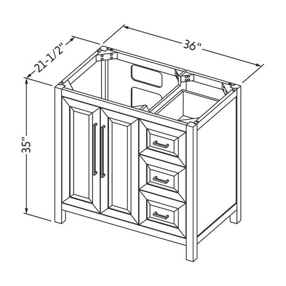 Jeffrey Alexander Cade 36" Left Offset Bowl Freestanding Bathroom Vanity, alternate view
