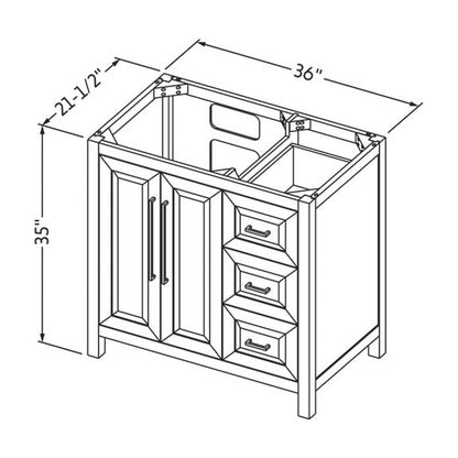 Jeffrey Alexander Cade 36" Left Offset Bowl Freestanding Bathroom Vanity, alternate view