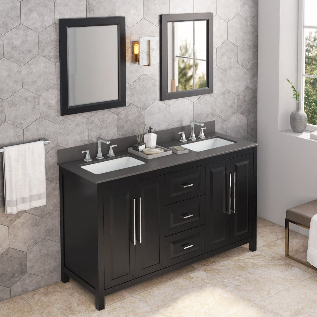 Jeffrey Alexander Cade 60" Double Bowl Freestanding Bathroom Vanity, alternate view