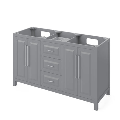 Jeffrey Alexander Cade 60" Double Bowl Freestanding Bathroom Vanity, Grey