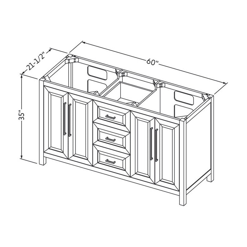 Jeffrey Alexander Cade 60" Double Bowl Freestanding Bathroom Vanity, alternate view