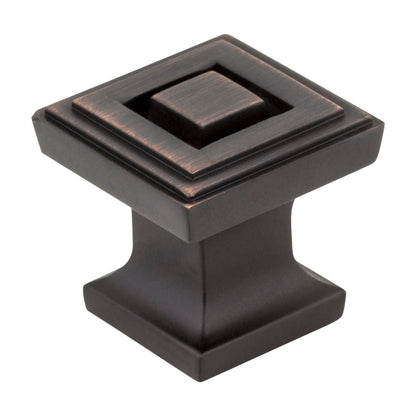 Jeffrey Alexander Delmar Handle in Brushed Oil Rubbed Bronze, 1" Square Knob