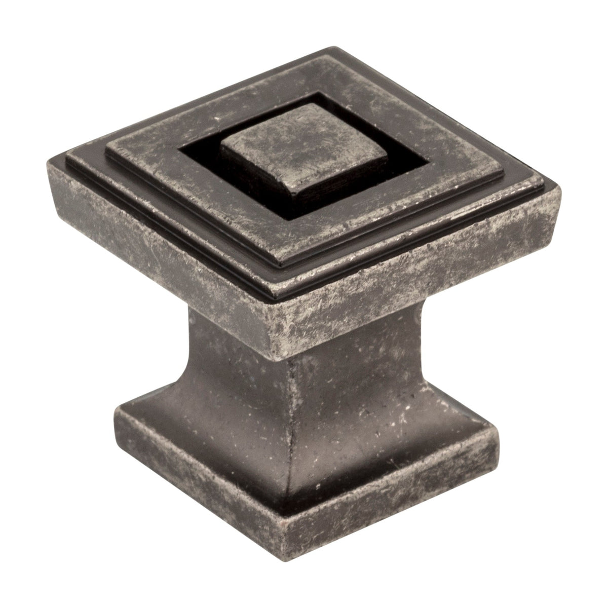Jeffrey Alexander Delmar Handle in Distressed Pewter, 1" Square Knob