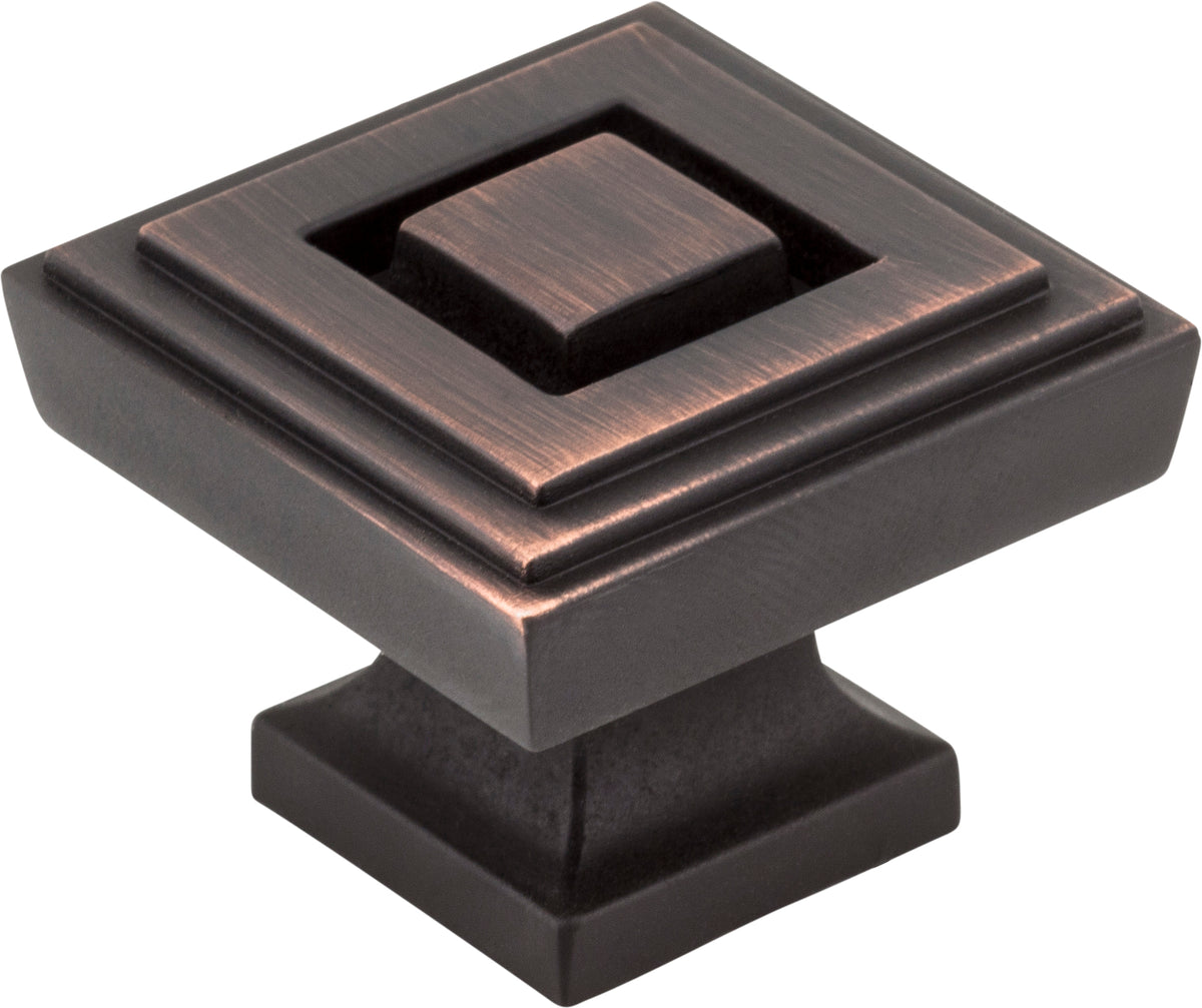 Jeffrey Alexander Delmar Handle in Brushed Oil Rubbed Bronze, 1 1/4" Square Knob