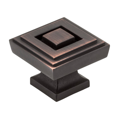 Jeffrey Alexander Delmar Handle in Brushed Oil Rubbed Bronze, 1 1/4" Square Knob
