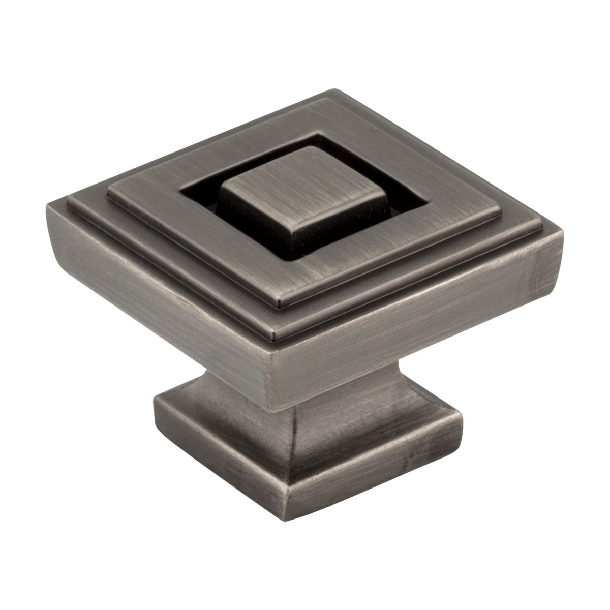 Jeffrey Alexander Delmar Handle in Brushed Pewter, 1 1/4" Square Knob