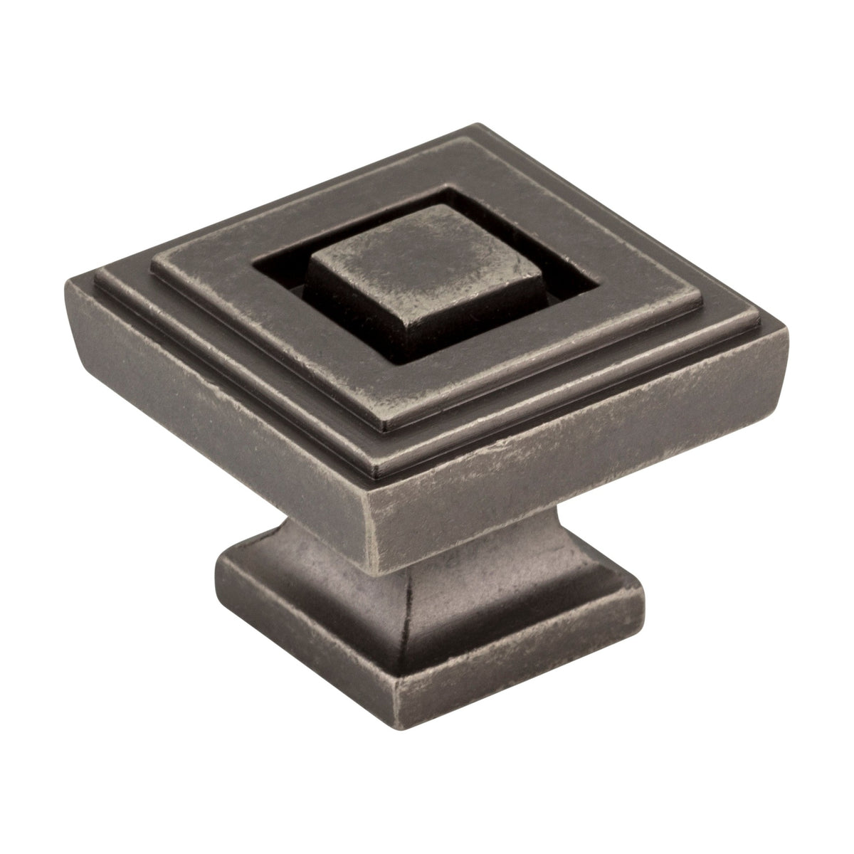 Jeffrey Alexander Delmar Handle in Distressed Pewter, 1 1/4" Square Knob