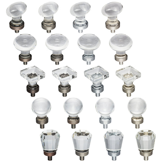 Jeffrey Alexander Harlow Knob Handle glass knobs in all 4 finishes