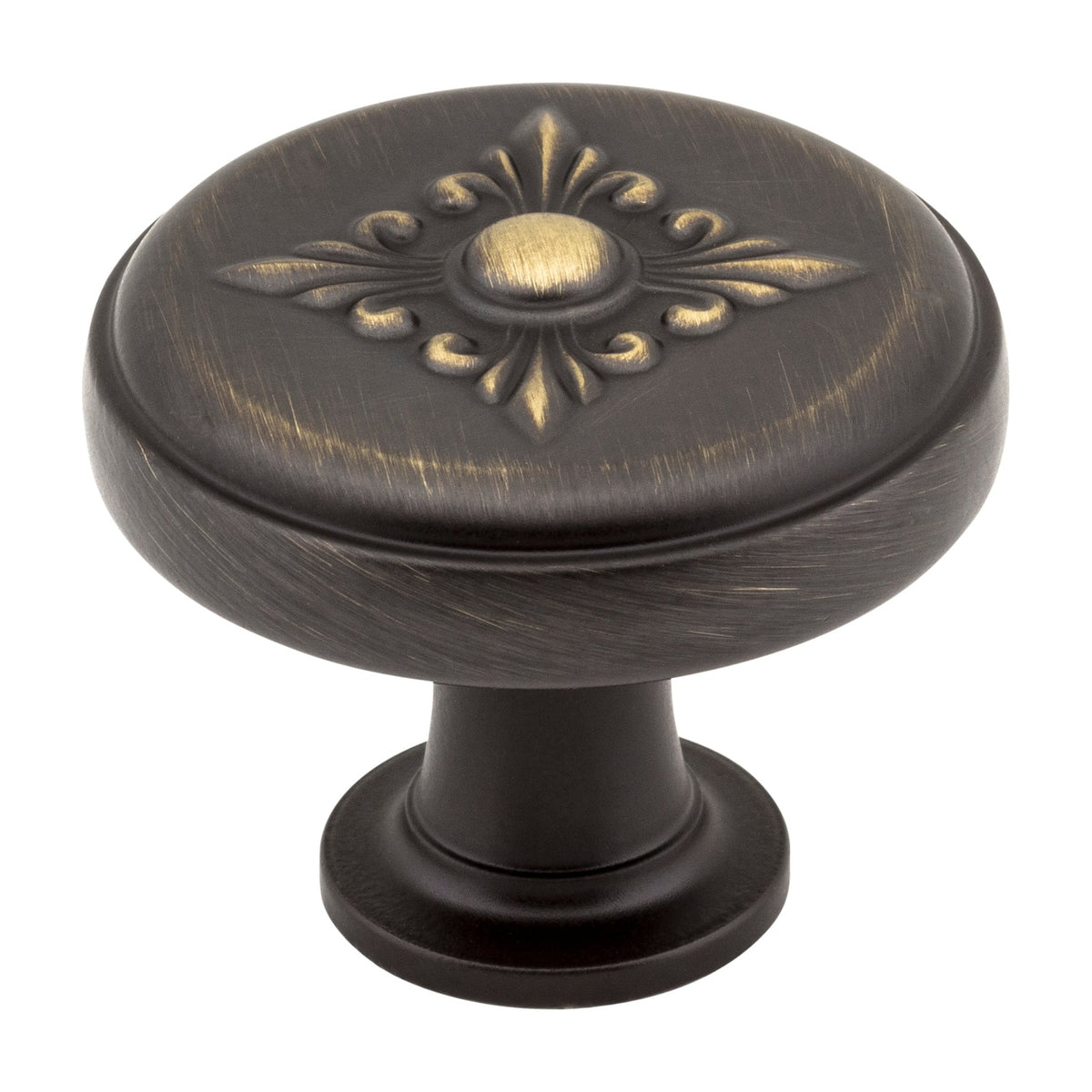Jeffrey Alexander Lafayette Handle in Antique Brushed Satin Brass, 1 3/8" Baroque Knob