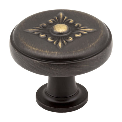 Jeffrey Alexander Lafayette Handle in Antique Brushed Satin Brass, 1 3/8" Baroque Knob
