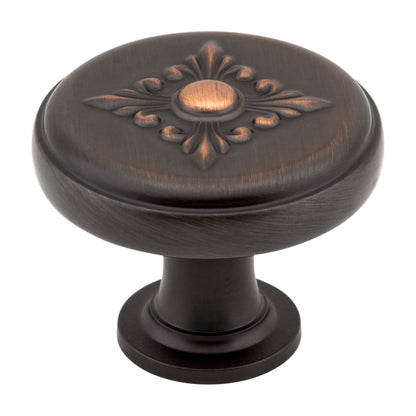 Jeffrey Alexander Lafayette Handle in Brushed Oil Rubbed Bronze, 1 3/8" Baroque Knob