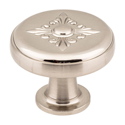 Jeffrey Alexander Lafayette Handle in Satin Nickel, 1 3/8" Baroque Knob